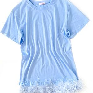 La’Ros -Periwinkle Feather Trim Dress- Size Small